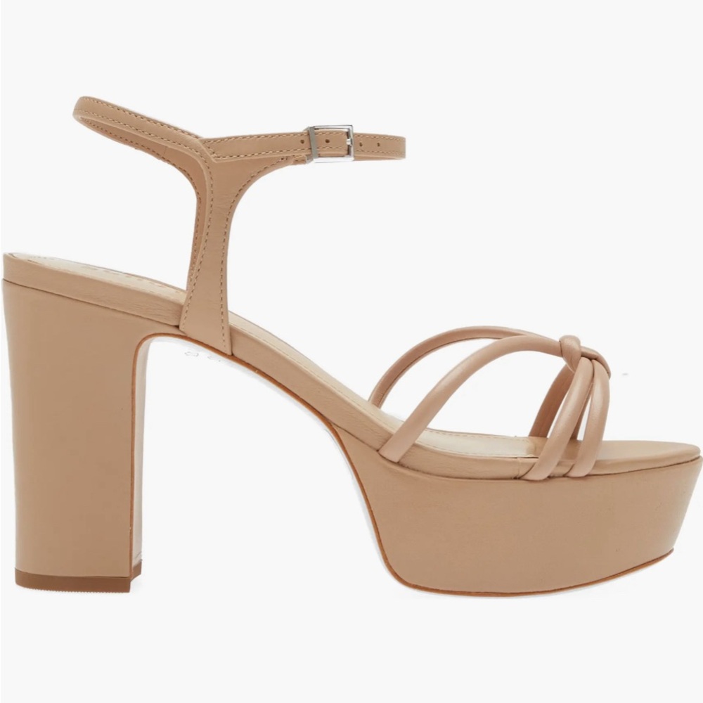 New! Schutz Kelsie Platform Sandal Heel Women‎ Shoe True Beige Leather Size 11